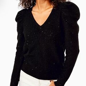 Lilly Pulitzer - Aayla Shimmery Black Puffed Sleeve Sweater - Sparkly, Soft - M